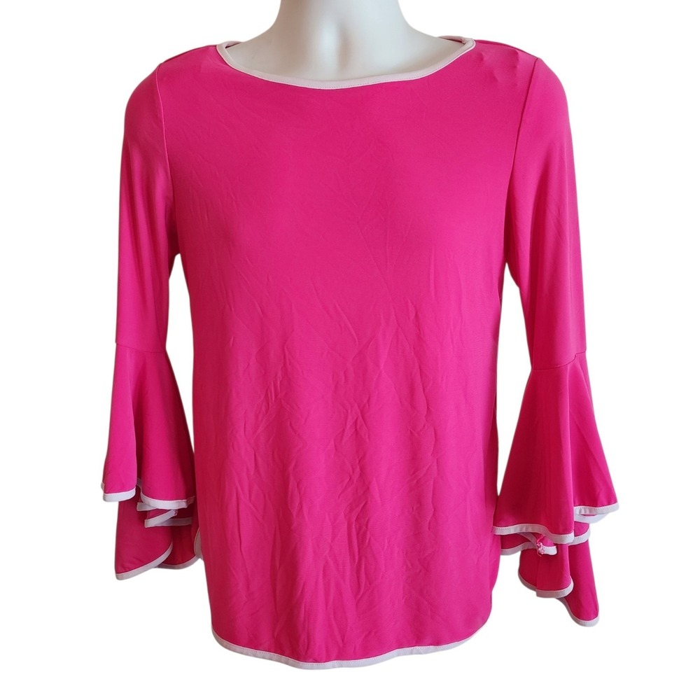 Coco Bianco Pink Bell Sleeve Top Women's Small NWT Boutique Blouse